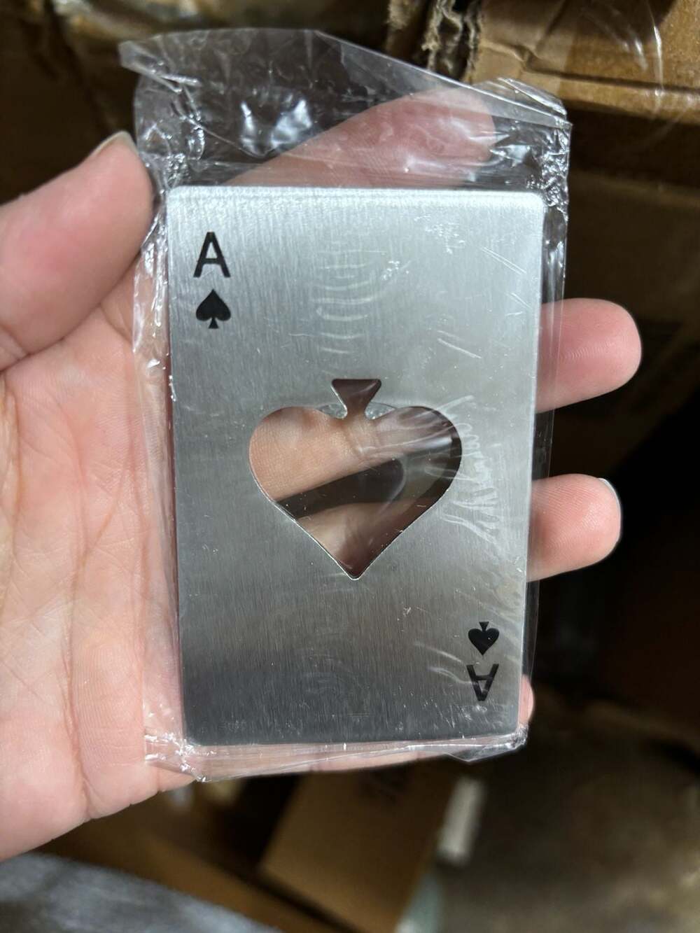 Ace of Spades Playing Card Metal Bottle Opener Wallet Size